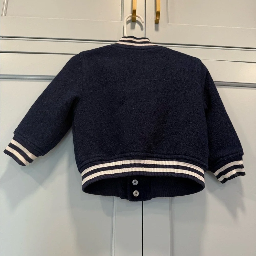 GAP Kids Navy Varsity‎ Jacket with White Stripes 12-18 athleisure athlete fan